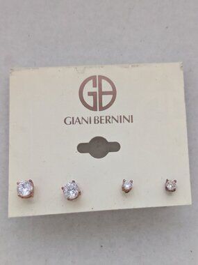 GIANI BERNINI RG Cubic Zirconia CZ Set Stud Earrings